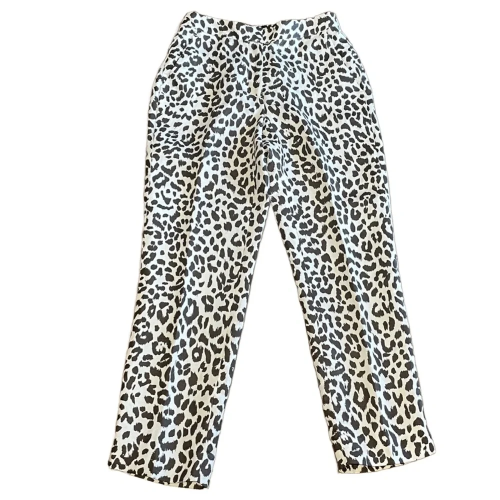NWOT J. Crew Animal Print Cheetah Linen Blend Cropped Pants Sz 6T